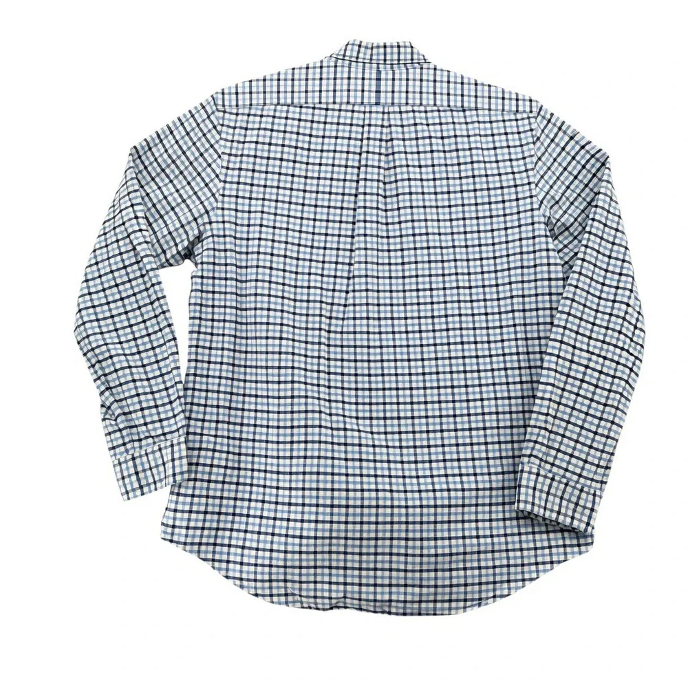 Polo Ralph Lauren Mens Blue Gingham Check Cotton Button Down Shirt Large L